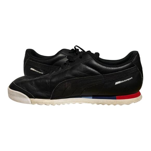 Puma BMW Motorsport Roma Men's 10.5 Black Leather Driving Shoes Sneakers - Picture 6 of 8